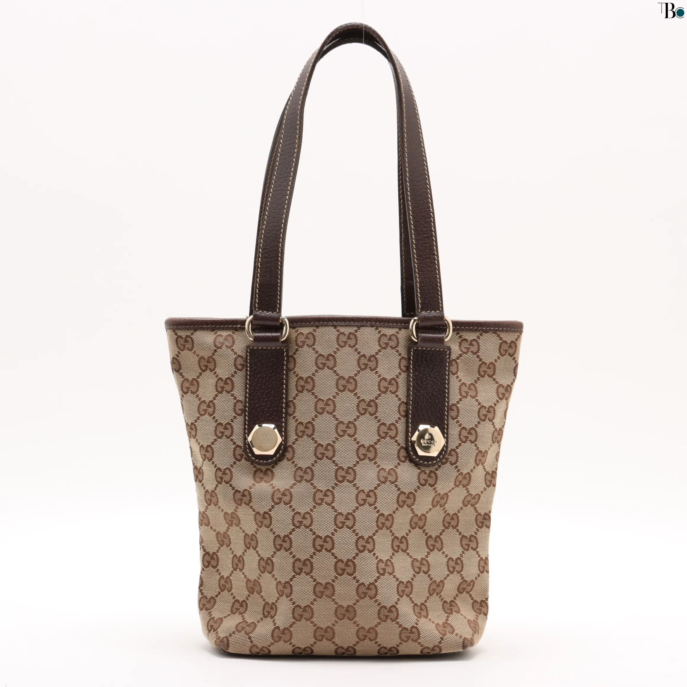 Gucci GG Canvas x Leather Tote Bag Beige/Bruin