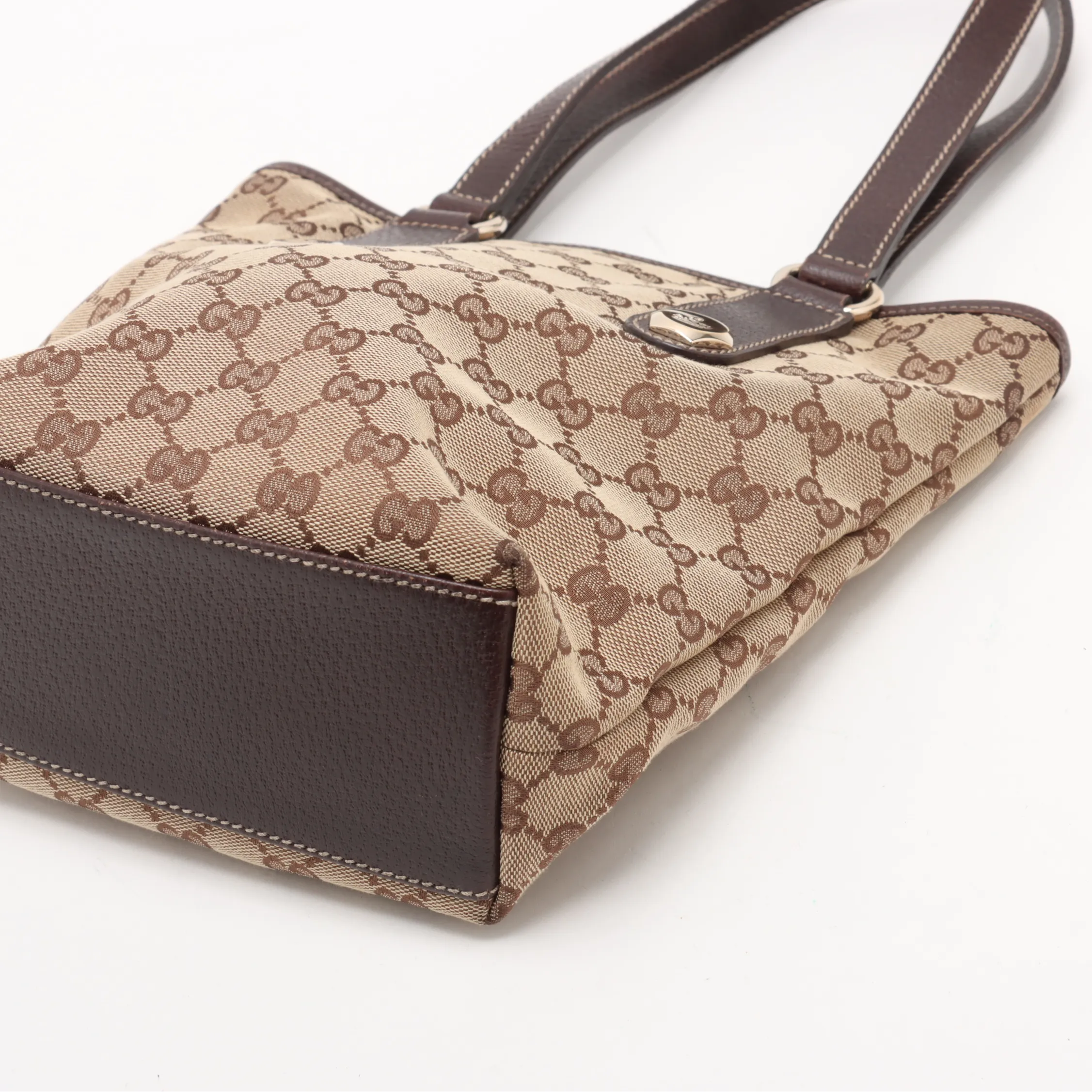 Gucci GG Canvas x Leather Tote Bag Beige/Bruin